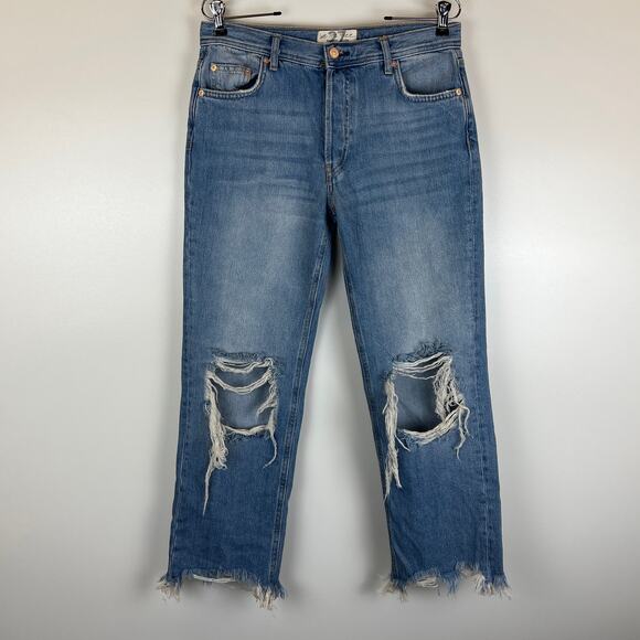 We the Free Maggie Ripped Crop Straight Leg Jeans, size 27 - Picture 1 of 8